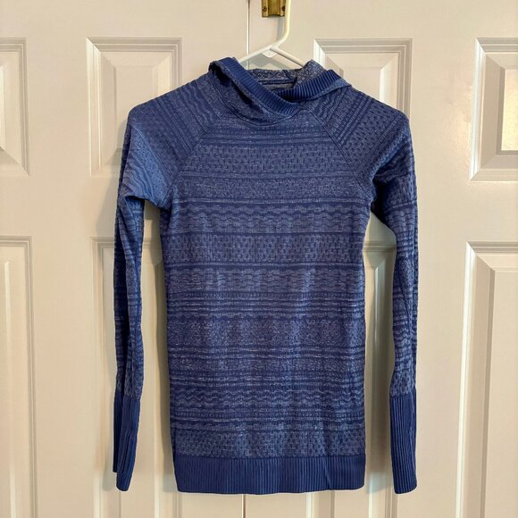 Lululemon Rest Less Long Sleeve Hooded Blue Top Women 4 - Picture 2 of 9